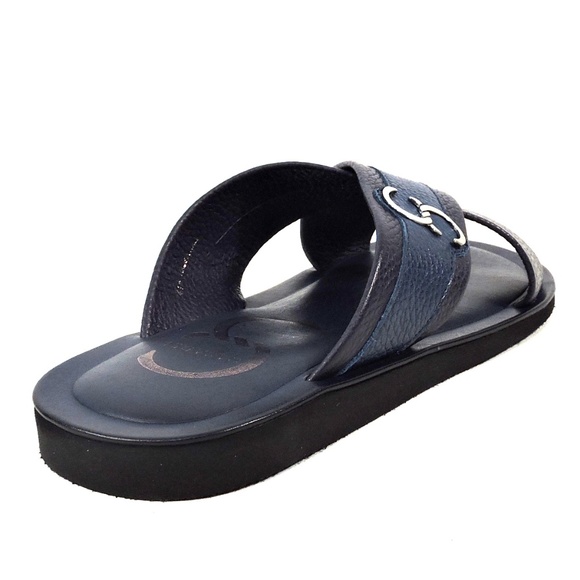 CASADEI 🇮🇹  MENS BLUE LEATHER COMFORT SUMMER SANDALS - Picture 5 of 8